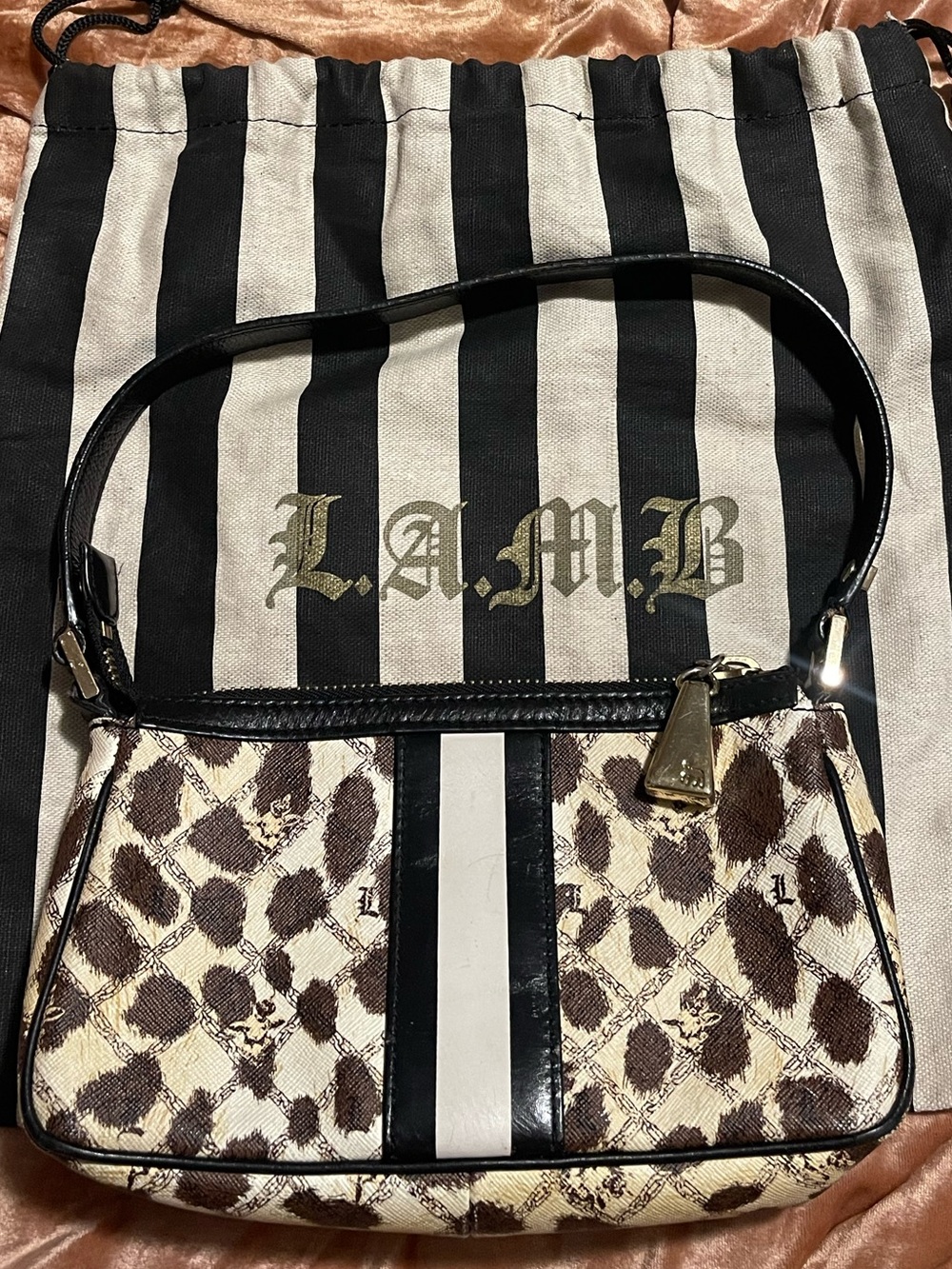 Vintage L.A.M.B. Gwen Stefani Leopard Baguette Bag Y2K Rare - WITH DUST BAG